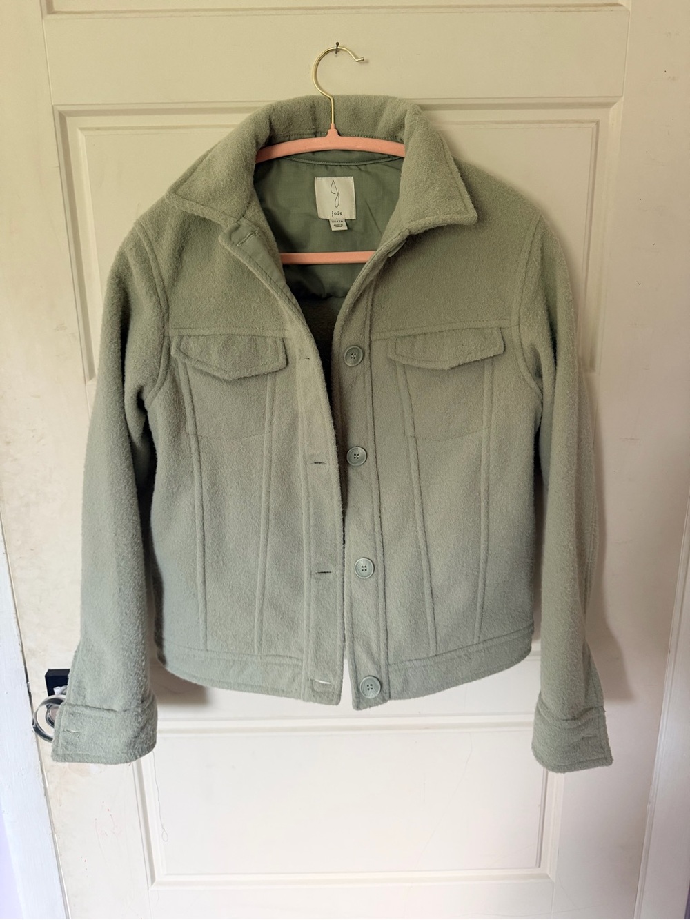 Joie Light Sage Green Fleece Jean Jacket